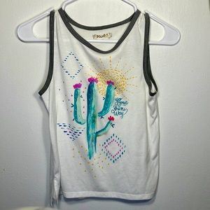A youth tank top with a cactus picture on the front.